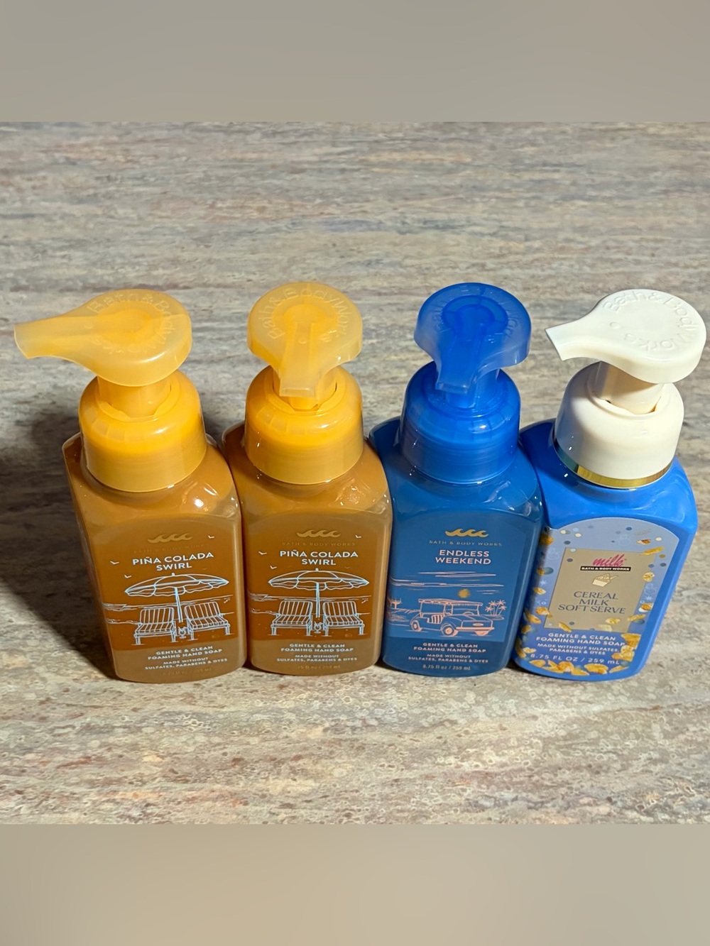 Bath & Body Works 2-Pina Colada Swirl, 1-Endless Weekend, Cereal Milk Hand Soaps